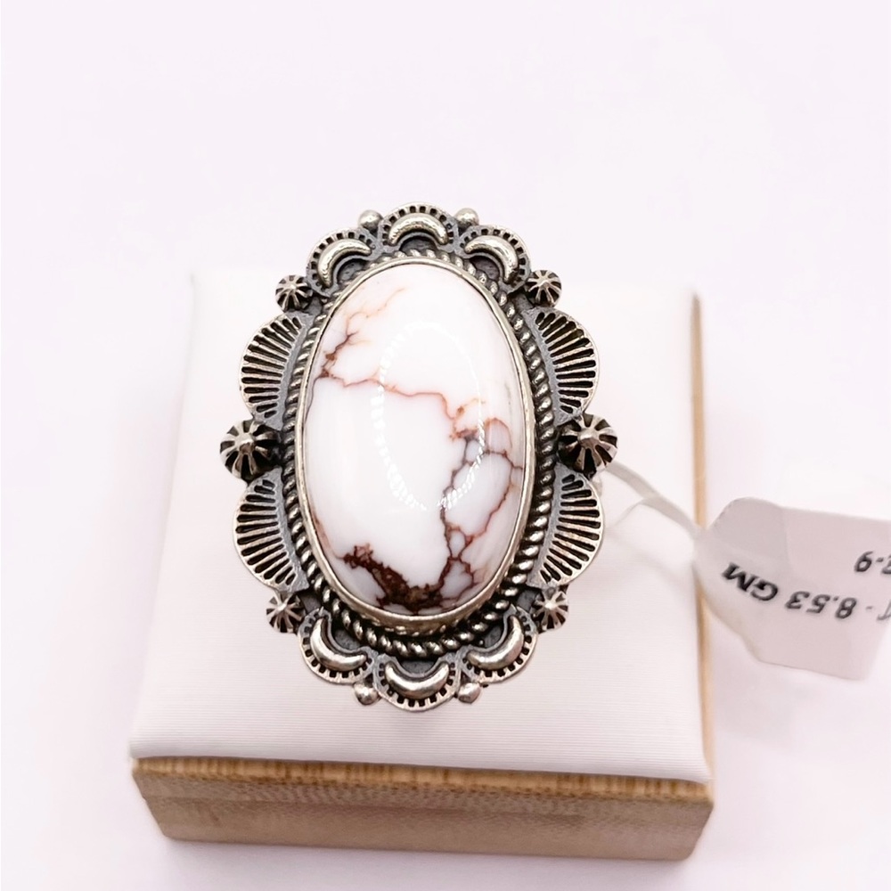 Size 8.5 Wild horse Jasper 925 Sterling Silver Solid Ring - Picture 11 of 11